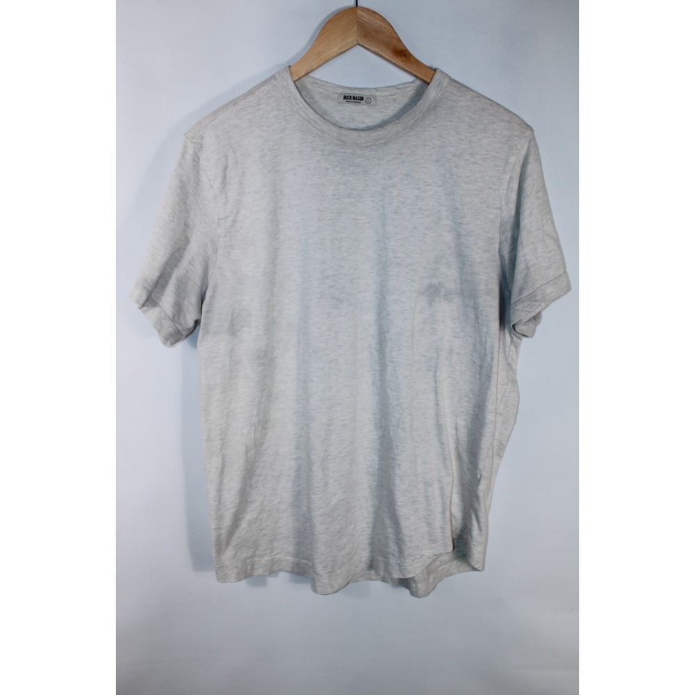 Buck Mason Men's Large Beige Crew Neck Curve Hem T-Shirt
